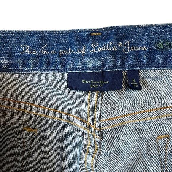 Vintage Levi's Eco Ultra Low Boot Light Wash 522 Denim Jeans Women's Size 8S - Picture 7 of 7